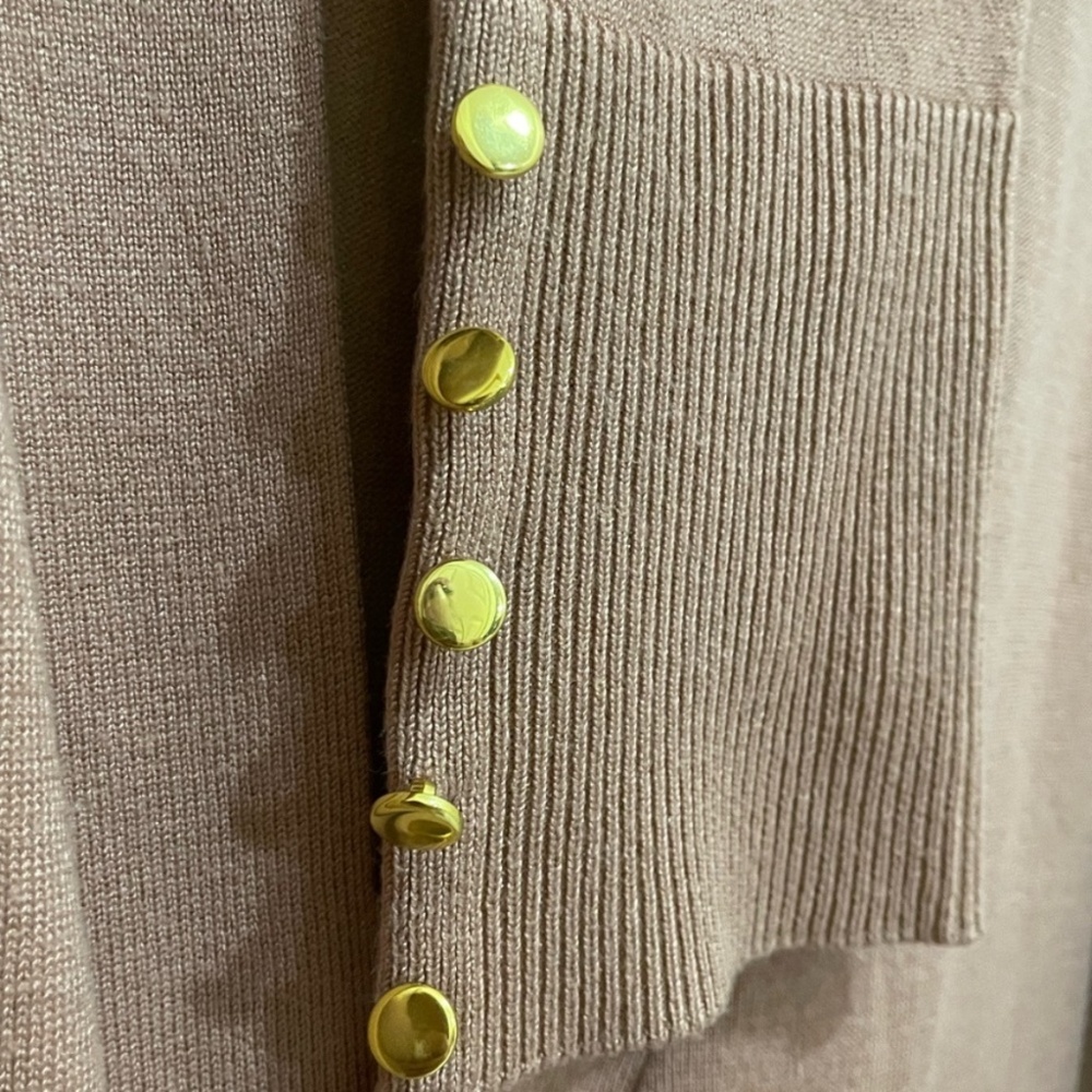 Tan Cardigan with Gold Button Accents